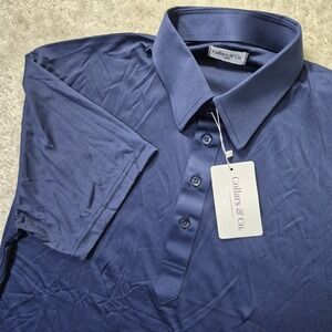 Collars and Co Dress Collar Polo Shirt Mens Large Blue Performance Stretch Golf